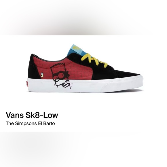 El Barto Vans Red and Black Sk-8 Low Design Brand New main image 7